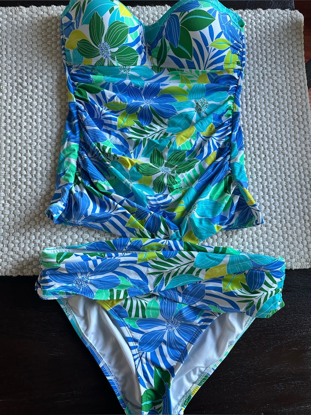 Bleu Rod Beattie Blue, Green & Yellow Floral Tankini Set